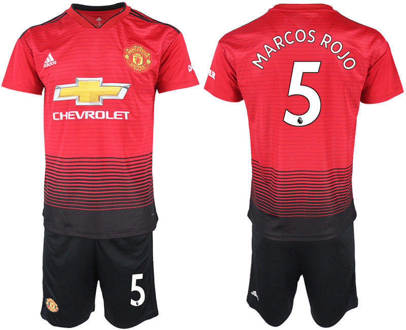2018 19 Manchester United 5 MARCOS ROJO Home Soccer Jersey