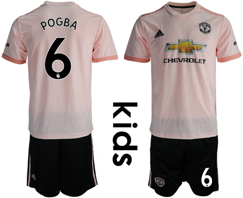 2018 19 Manchester United 6 POGBA Away Youth Soccer Jersey