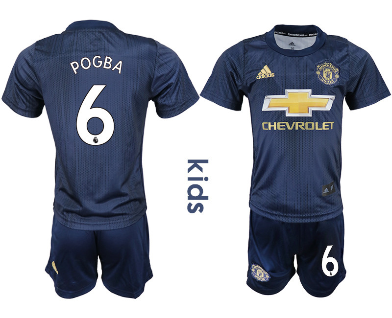 2018 19 Manchester United 6 POGBA Third Away Youth Soccer Jersey