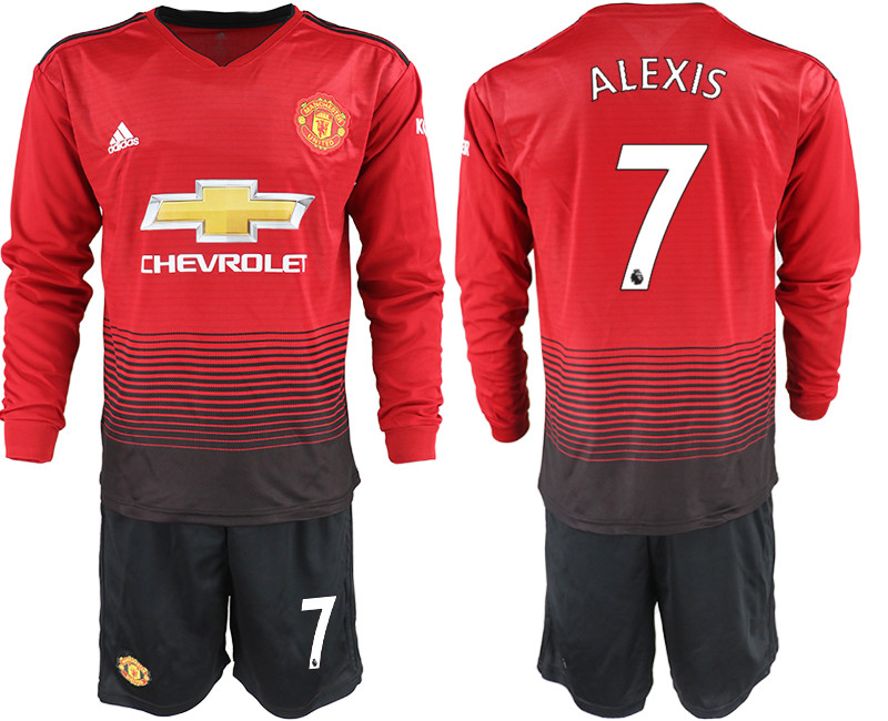 2018 19 Manchester United 7 ALEXIS Home Long Sleeve Soccer Jersey