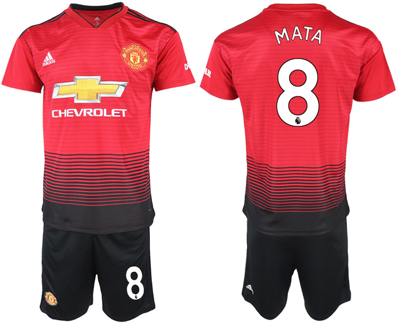 2018 19 Manchester United 8 MATA Home Soccer Jersey