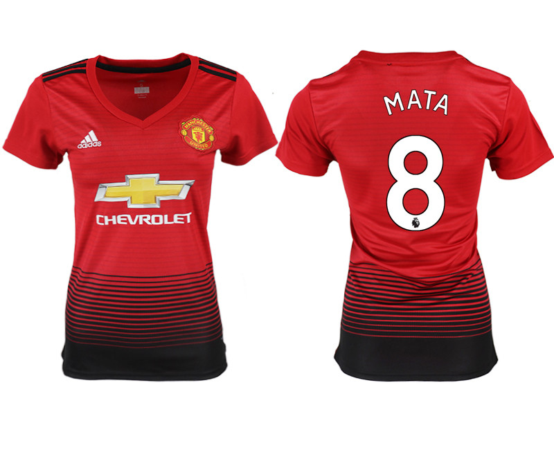 2018 19 Manchester United 8 MATA Home Women Soccer Jersey