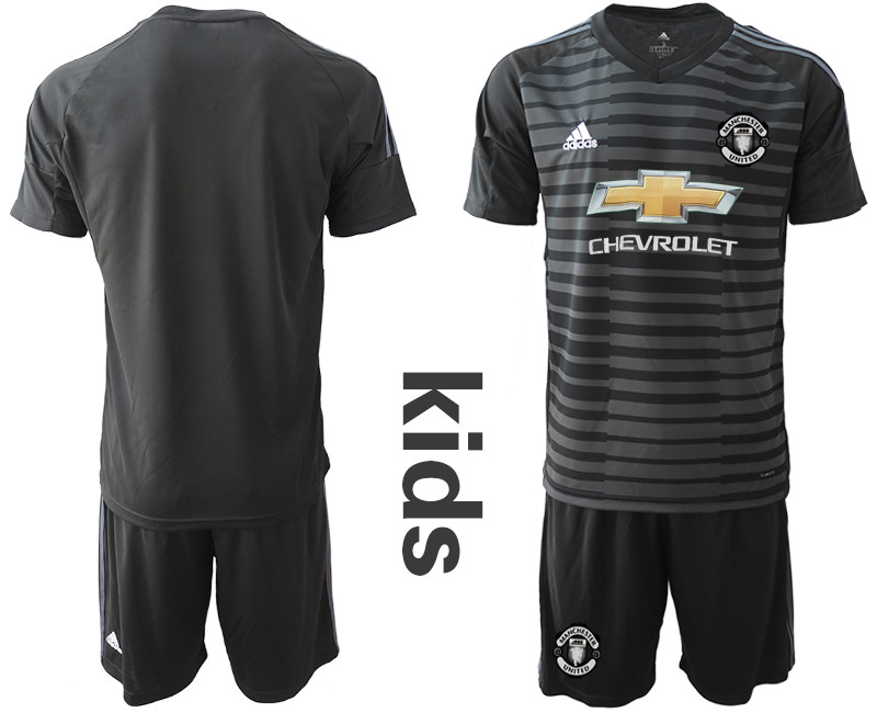 2018 19 Manchester United Black Youth Goalkeeper Soccer Jersey