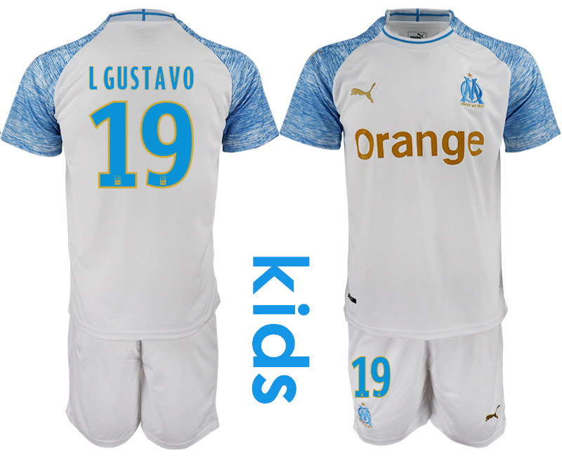 2018 19 Marseille 19 L GUSTAVO Home Youth Soccer Jersey
