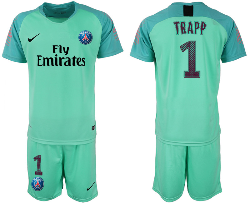 2018 19 Pari Saint Germain 1 TRAPP Home Green Goalkeeper Soccer Jersey