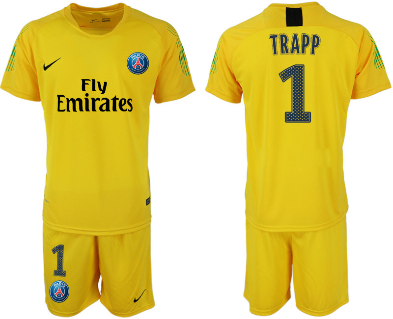 2018 19 Pari Saint Germain 1 TRAPP Home Yellow Goalkeeper Soccer Jersey