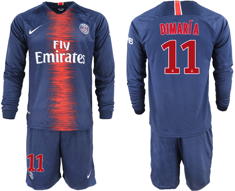 2018 19 Paris Saint Germain 11 DIMARIA Home Long Sleeve Soccer Jersey