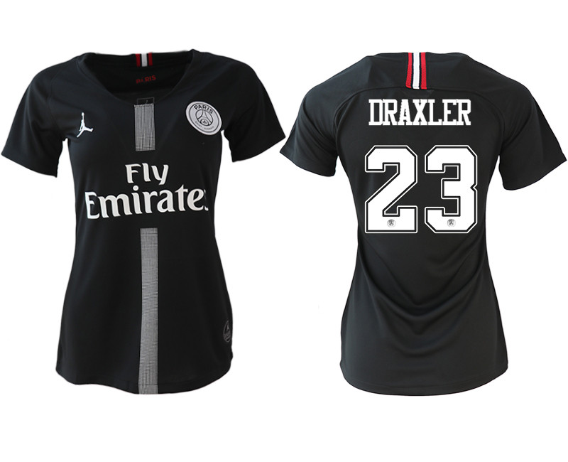 2018 19 Paris Saint Germain 23 DRAXLER Jordan Champions League Black Women Soccer Jersey