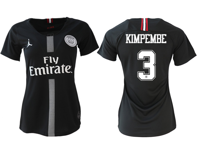 2018 19 Paris Saint Germain 3 KIMPEMBE Jordan Champions League Black Women Soccer Jersey