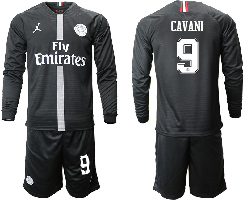 2018 19 Paris Saint Germain 9 CAVANI Home Long Sleeve Jordan Soccer Jersey