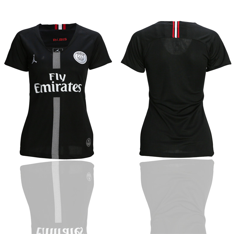 2018 19 Paris Saint Germain Jordan Champions League Black Women Soccer Jersey