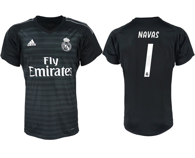 2018 19 Real Madrid 1 NAVAS Black Goalkeeper Soccer Jersey