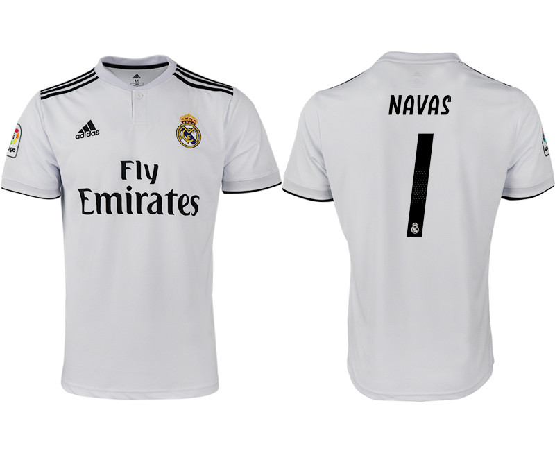 2018 19 Real Madrid 1 NAVAS Home Soccer Jersey