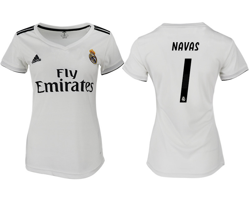 2018 19 Real Madrid 1 NAVAS Home Women Soccer Jersey