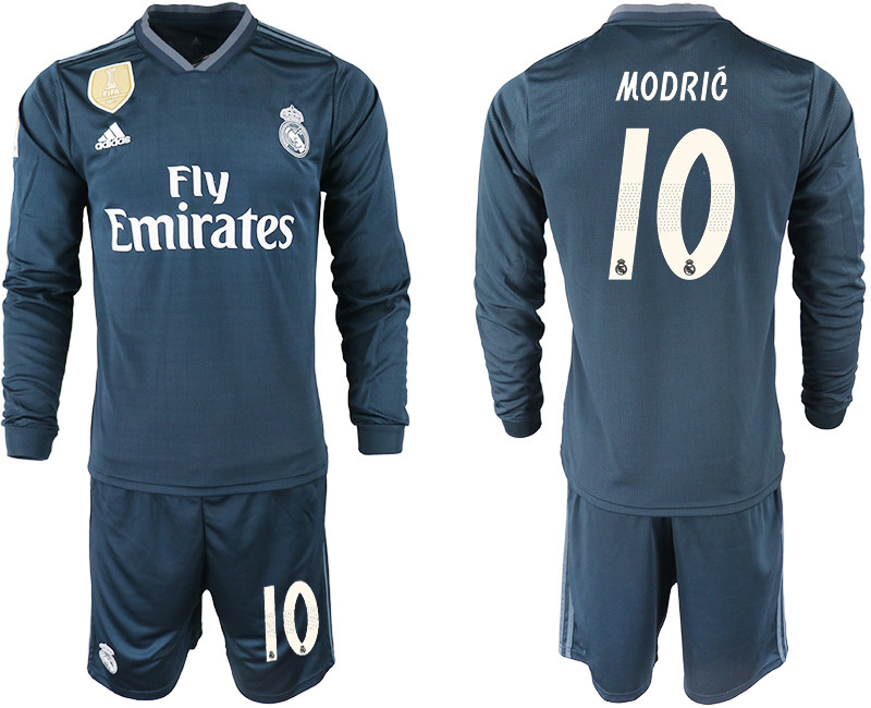 2018 19 Real Madrid 10 MODRIC Away Long Sleeve Soccer Jersey