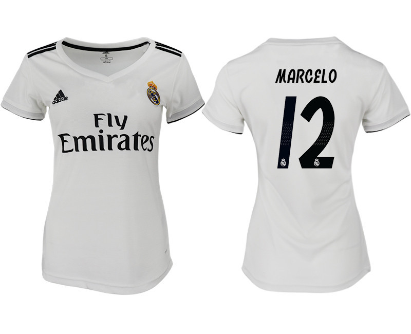 2018 19 Real Madrid 12 MARCELO Home Women Soccer Jersey