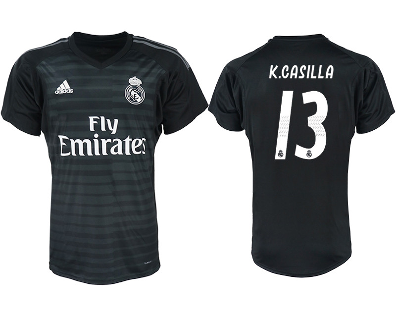 2018 19 Real Madrid 13 K.CASILLA Black Goalkeeper Soccer Jersey