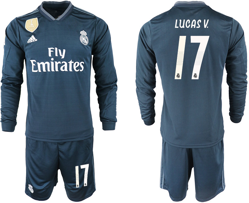 2018 19 Real Madrid 17 LUCAS V. Away Long Sleeve Soccer Jersey
