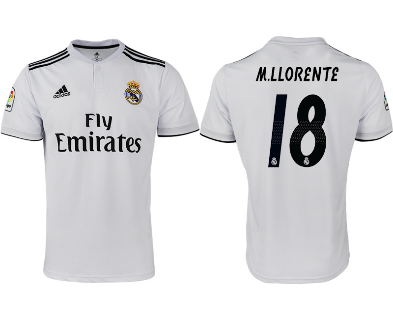 2018 19 Real Madrid 18 M.LLORENTE Home Thailand Soccer Jersey