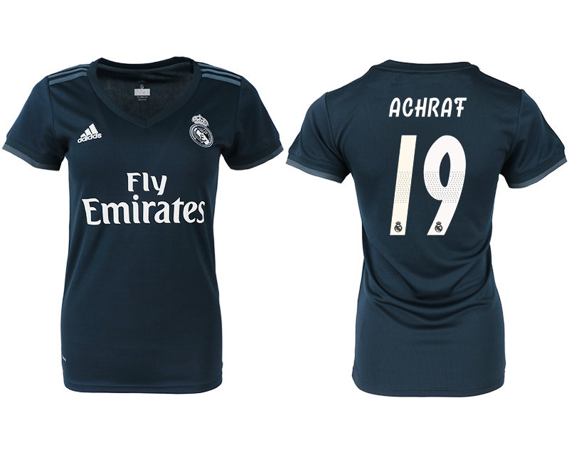 2018 19 Real Madrid 19 ACHRAF Away Women Soccer Jersey