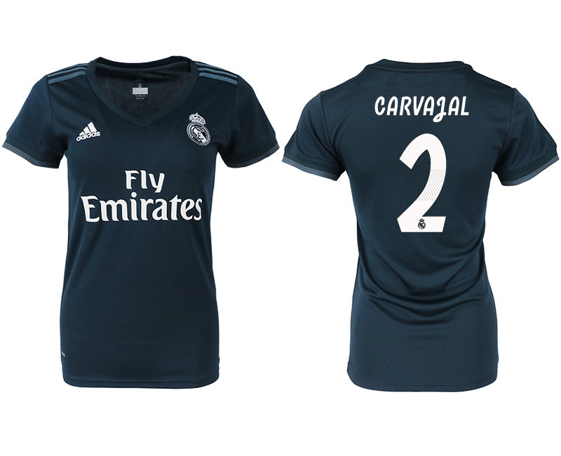 2018 19 Real Madrid 2 CARVAGAL Away Women Soccer Jersey