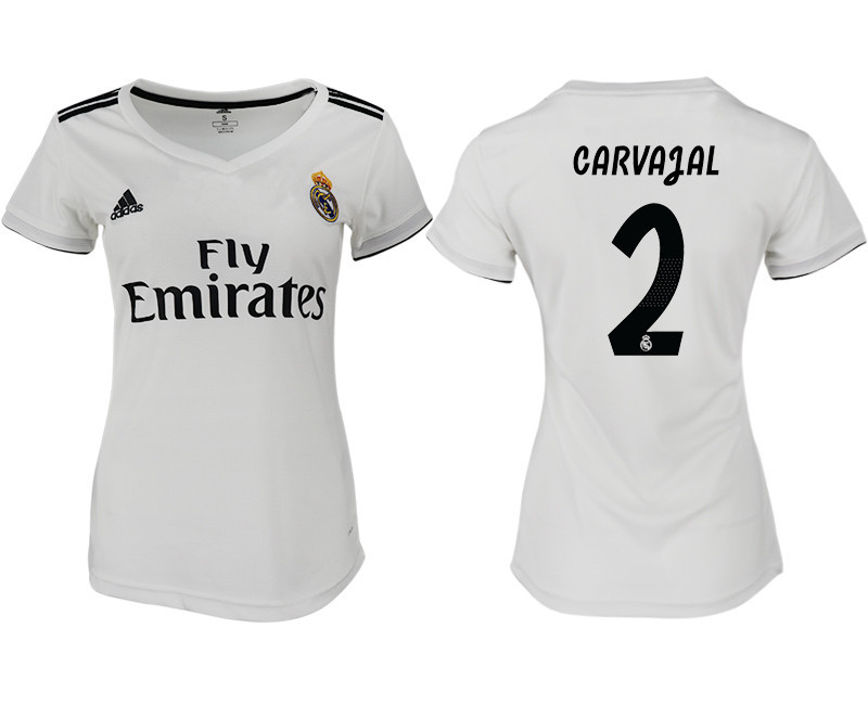 2018 19 Real Madrid 2 CARVAGAL Home Women Soccer Jersey