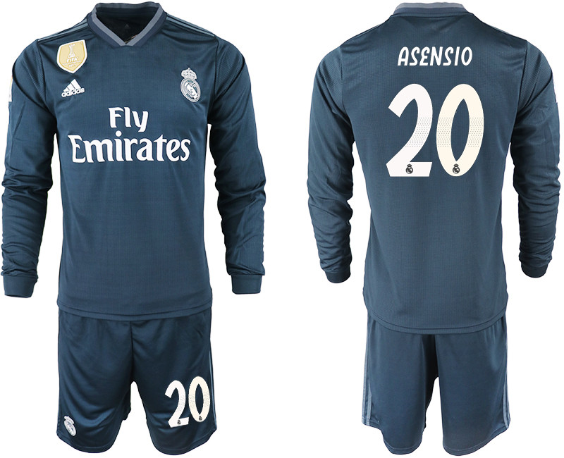 2018 19 Real Madrid 20 ASENSIO Away Long Sleeve Soccer Jersey