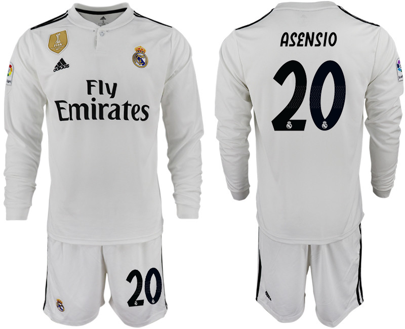 2018 19 Real Madrid 20 ASENSIO Home Long Sleeve Soccer Jersey