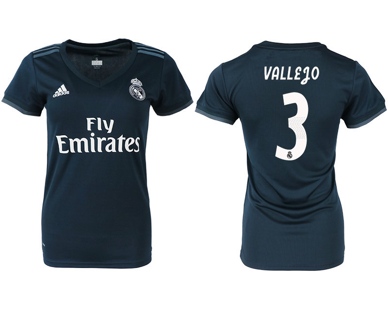 2018 19 Real Madrid 3 VALLEGO Away Women Soccer Jersey
