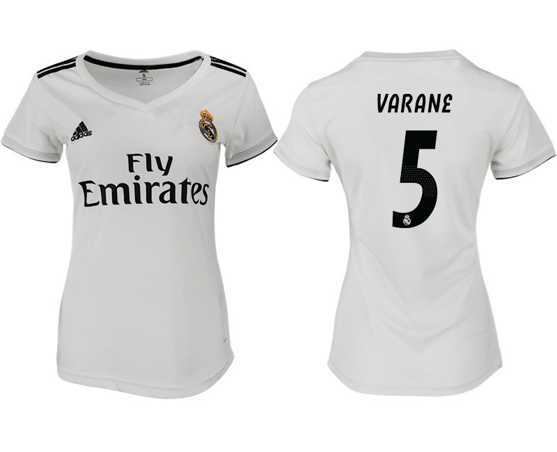 2018 19 Real Madrid 5 VARANE Home Women Soccer Jersey