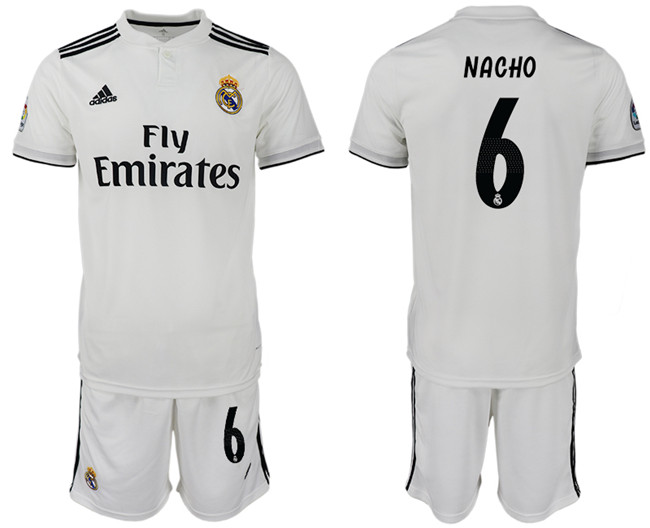 2018 19 Real Madrid 6 NACHO Home Soccer Jersey