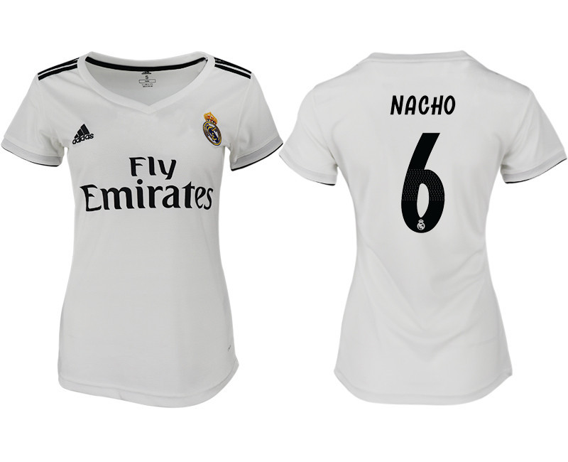 2018 19 Real Madrid 6 NACHO Home Women Soccer Jersey