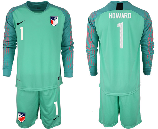 2018 19 USA 1 HOWARD Green Goalkeeper Long Sleeve Soccer Jersey
