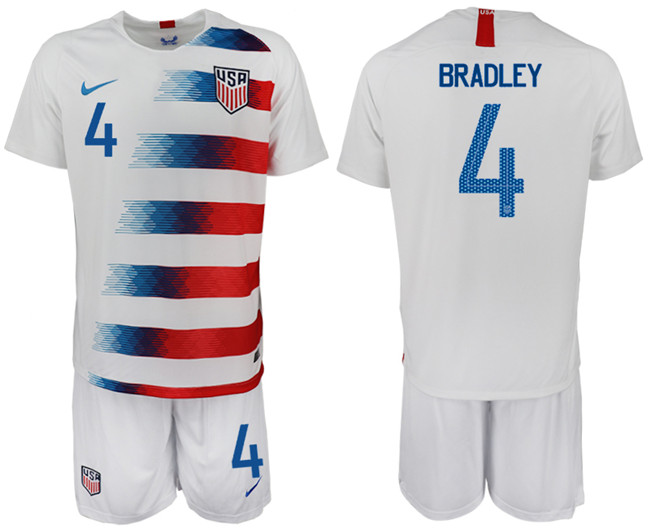 2018 19 USA 4 BRADLEY Home Soccer Jersey