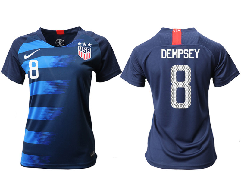 2018 19 USA 8 DEMPSEY Away Women Soccer Jersey