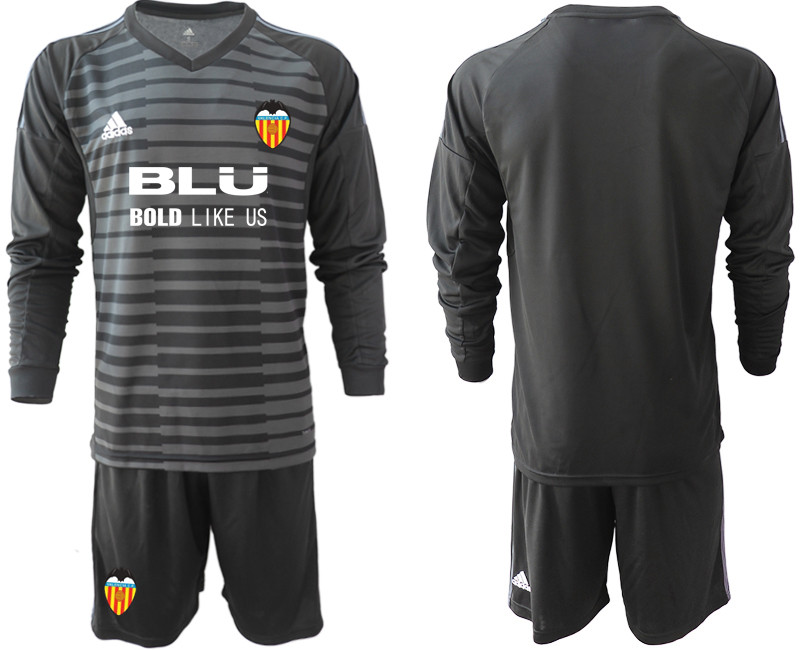 2018 19 Valencia Black Long Sleeve Goalkeeper Soccer Jersey
