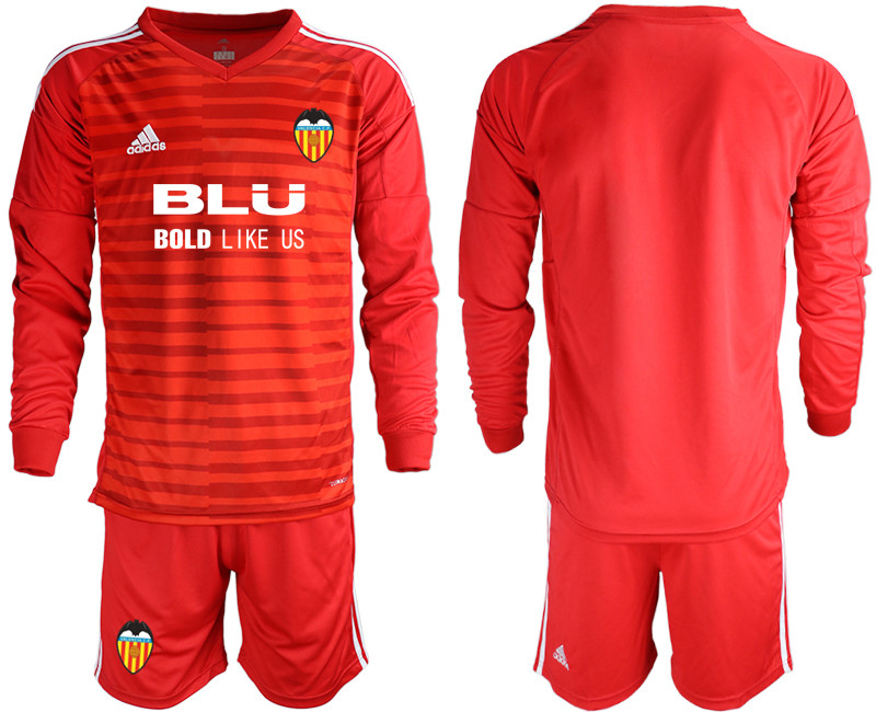 2018 19 Valencia Red Long Sleeve Goalkeeper Soccer Jersey