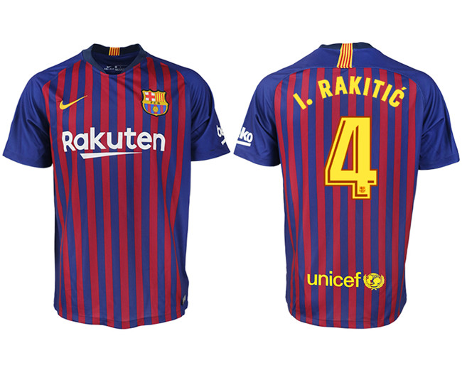 2019 19 Barcelona 4 I.RAKITIC Home Thailand Soccer Jersey