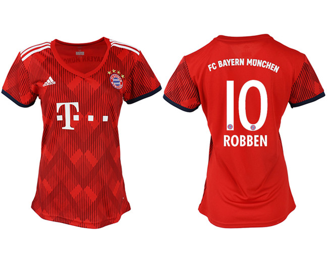 2019 19 Bayern Munich 10 ROBBEN Home Women Soccer Jersey