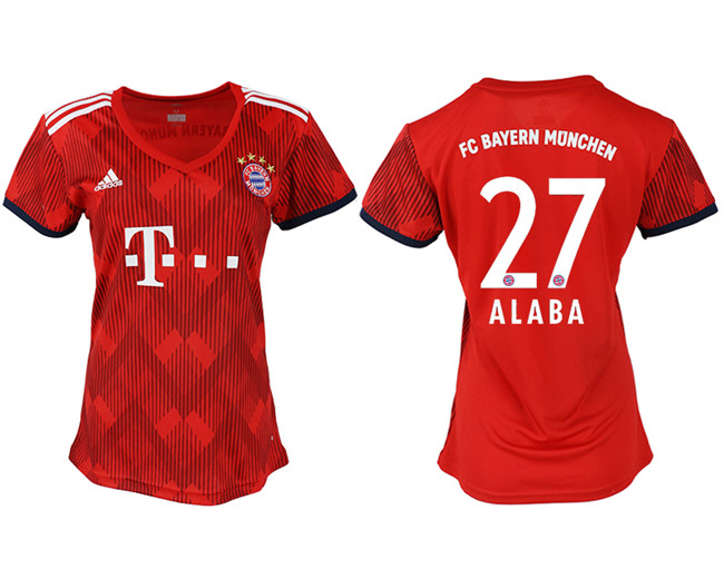 2019 19 Bayern Munich 17 ALABA Home Women Soccer Jersey