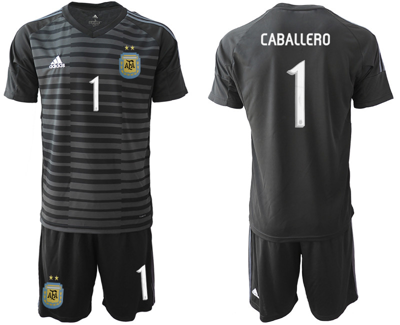 2019 20 Argentina 1 CABALLERO Black Goalkeeper Soccer Jersey