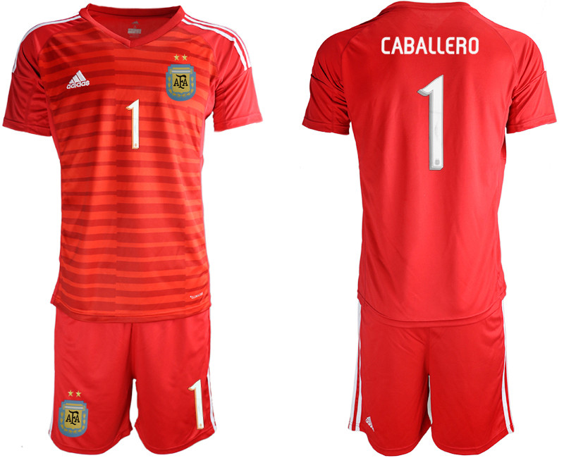 2019 20 Argentina 1 CABALLERO Red Goalkeeper Soccer Jersey