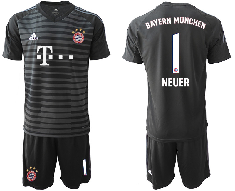 2019 20 Bayern Munchen 1 NEUER Black Goalkeepe Soccer Jersey