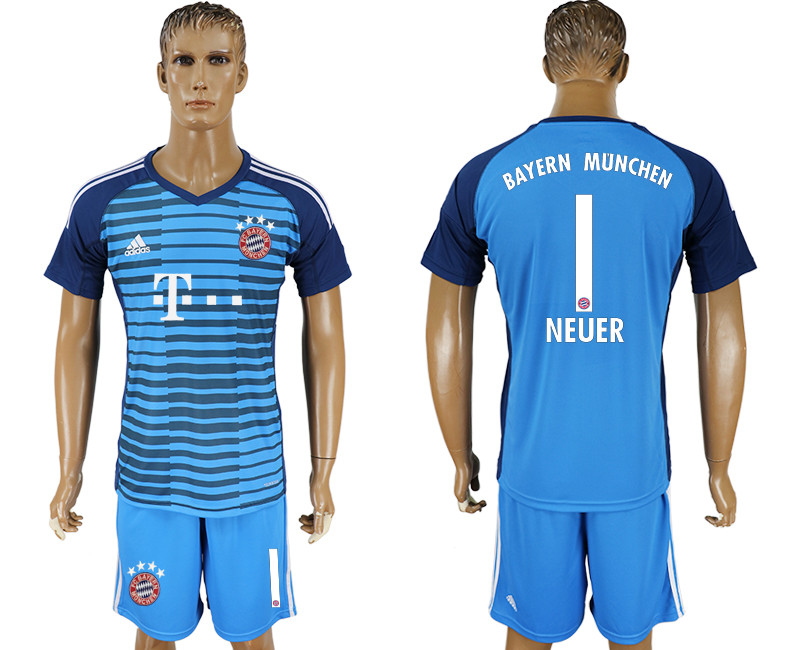 2019 20 Bayern Munchen 1 NEUER Blue Goalkeepe Soccer Jersey