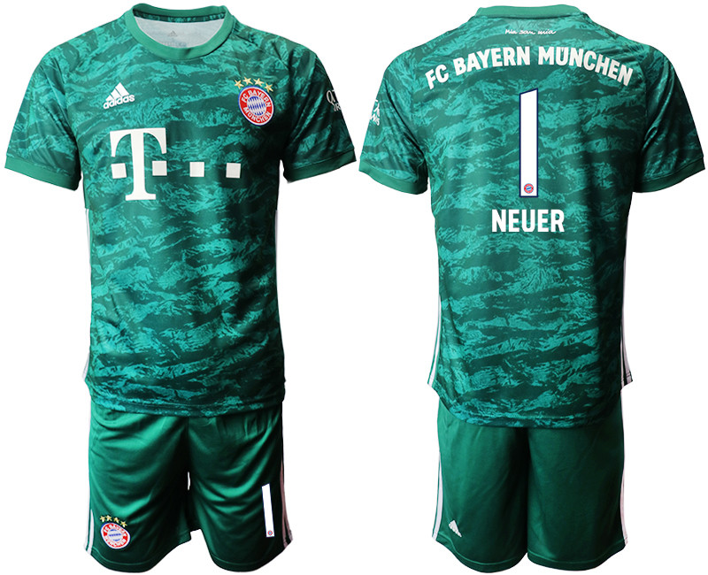 2019 20 Bayern Munchen 1 NEUER Green Goalkeepe Soccer Jerseys