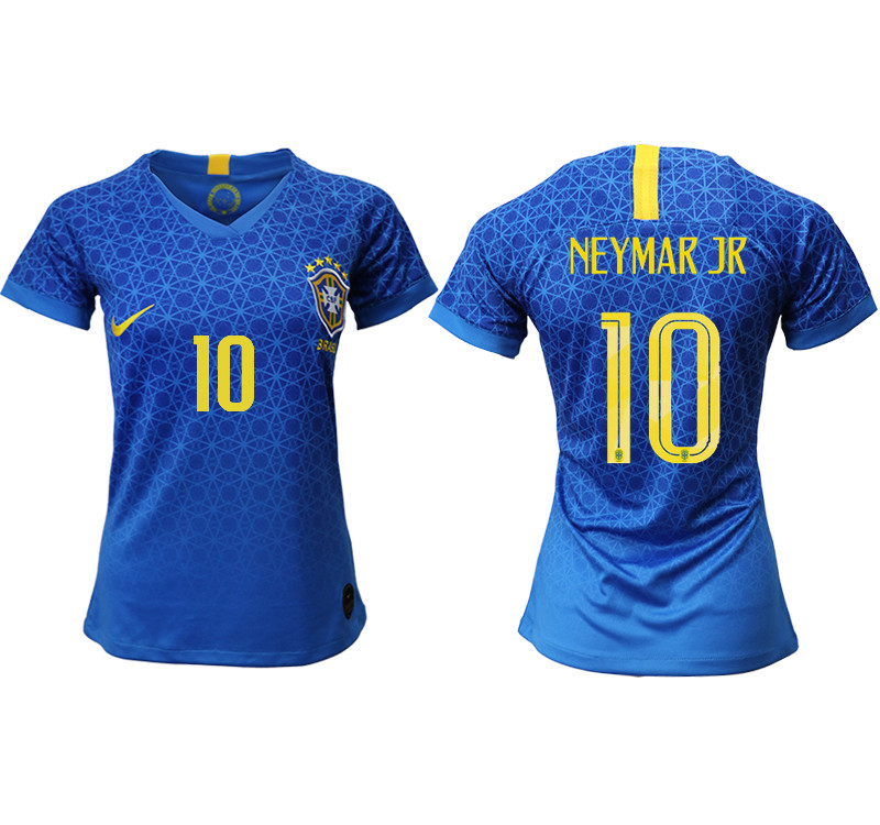 2019 20 Brazil 10 NEYMAR JR Away Women Soccer Jersey