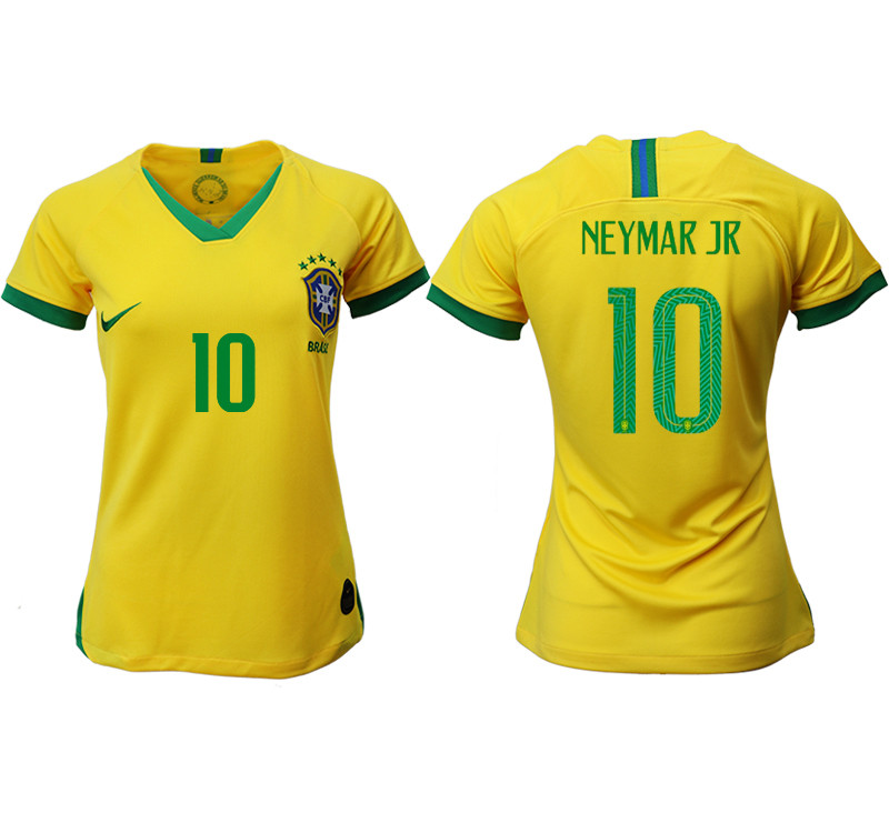 2019 20 Brazil 10 NEYMAR JR Home Women Soccer Jersey