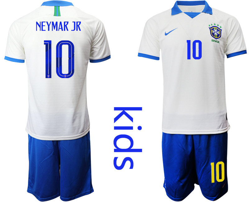 2019 20 Brazil 10 NEYMAR JR White Special Edition Youth Soccer Jersey