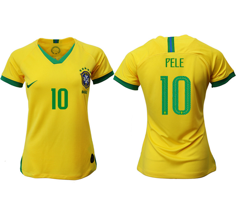 2019 20 Brazil 10 PELE Home Women Soccer Jersey