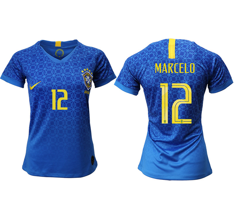 2019 20 Brazil 12 MARCELO Away Women Soccer Jersey